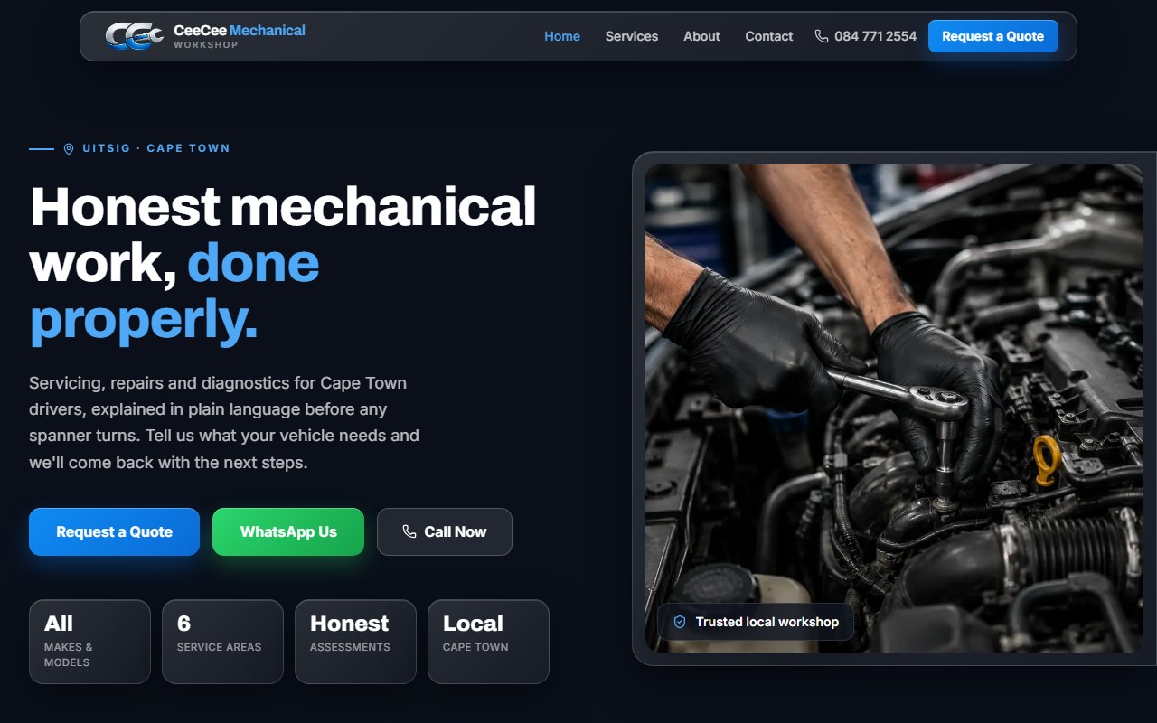 The CeeCee Mechanical website